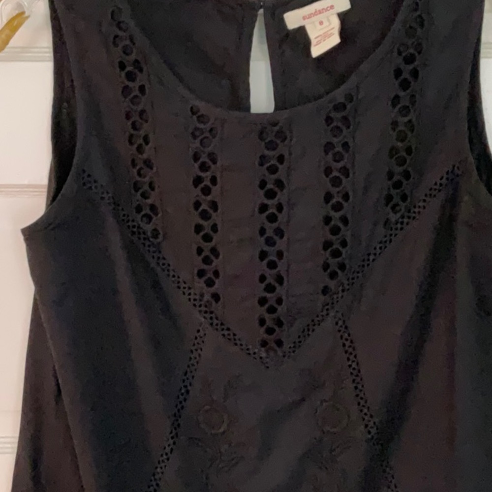 Sundance Black Cotton Voile Embroidered Sun Dress